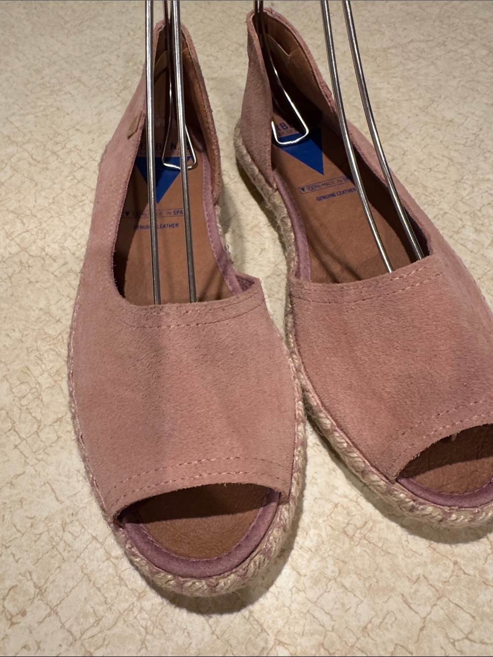 Women's Suede Open-Toe Espadrille Wedge - Dusty Rose